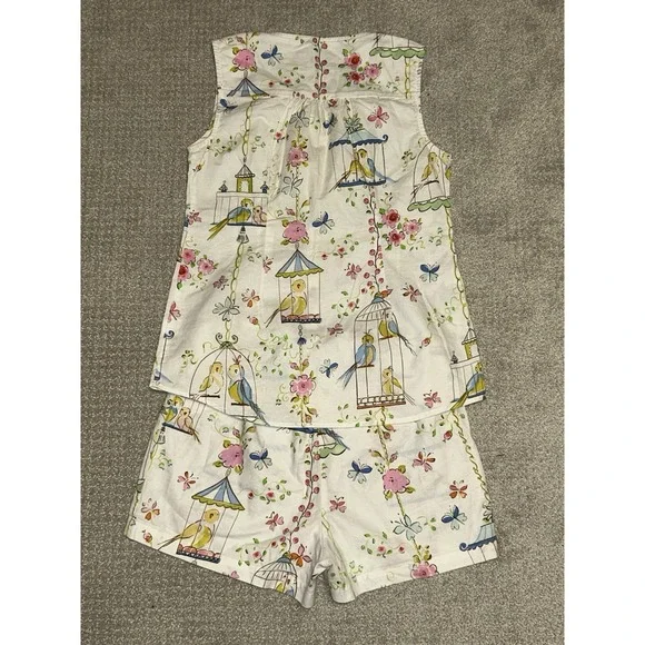 Vintage The Cat's Pajamas Short Set Button Front Birds Short Sleeve Rare - Picture 5 of 16